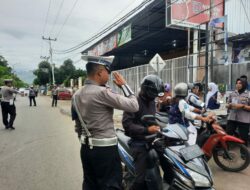 Sat Lantas Polres Bima Kota Tertibkan Pelanggar Lalu Lintas Kasat Mata di Jalan Gatot Subroto