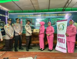 Kapolres Bima AKBP Eko Sutomo S.I.K.,M.I.K., didampingi Ketua Bhayangkari Cabang Bima Kunjungi Pos Pam Operasi Ketupat Rinjani 2025 di Tente
