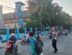 Sat Lantas Polres Bima Kota Laksanakan Rawan Pagi/Strong Point, Wujudkan Kamseltibcarlantas yang Lancar