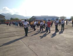 Kapolres Bima Kota Hadiri Senam Sehat Bersama Peringatan HARHUBNAS ke-55 di Pelabuhan Bima